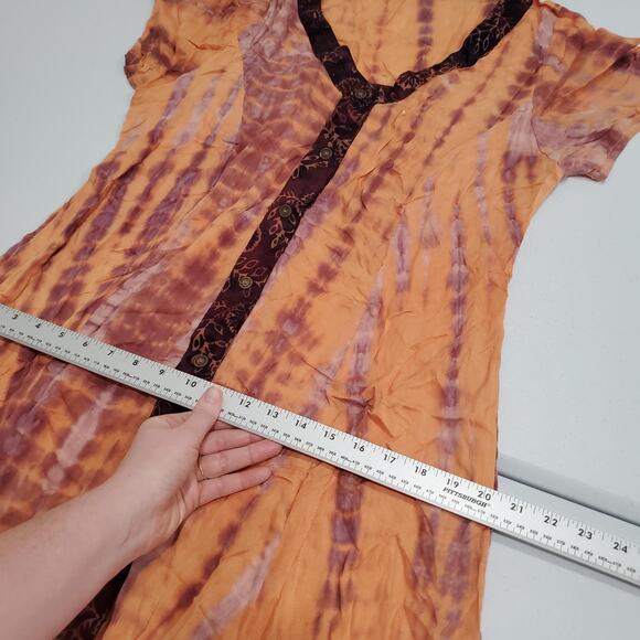 Soft Surroundings Dress Womens XL Orange Purple Tie Dye V Neck Boho A-Line - Picture 7 of 12